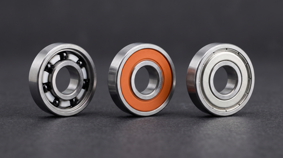 Apex, Edge and Core reel bearings side by side