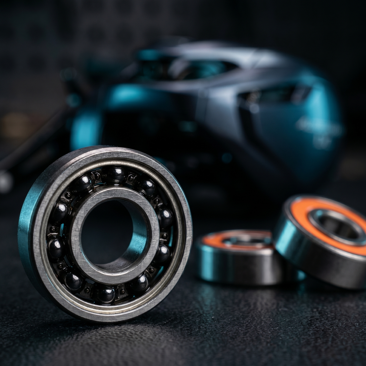 Spool bearing in front of a baitcasting reel