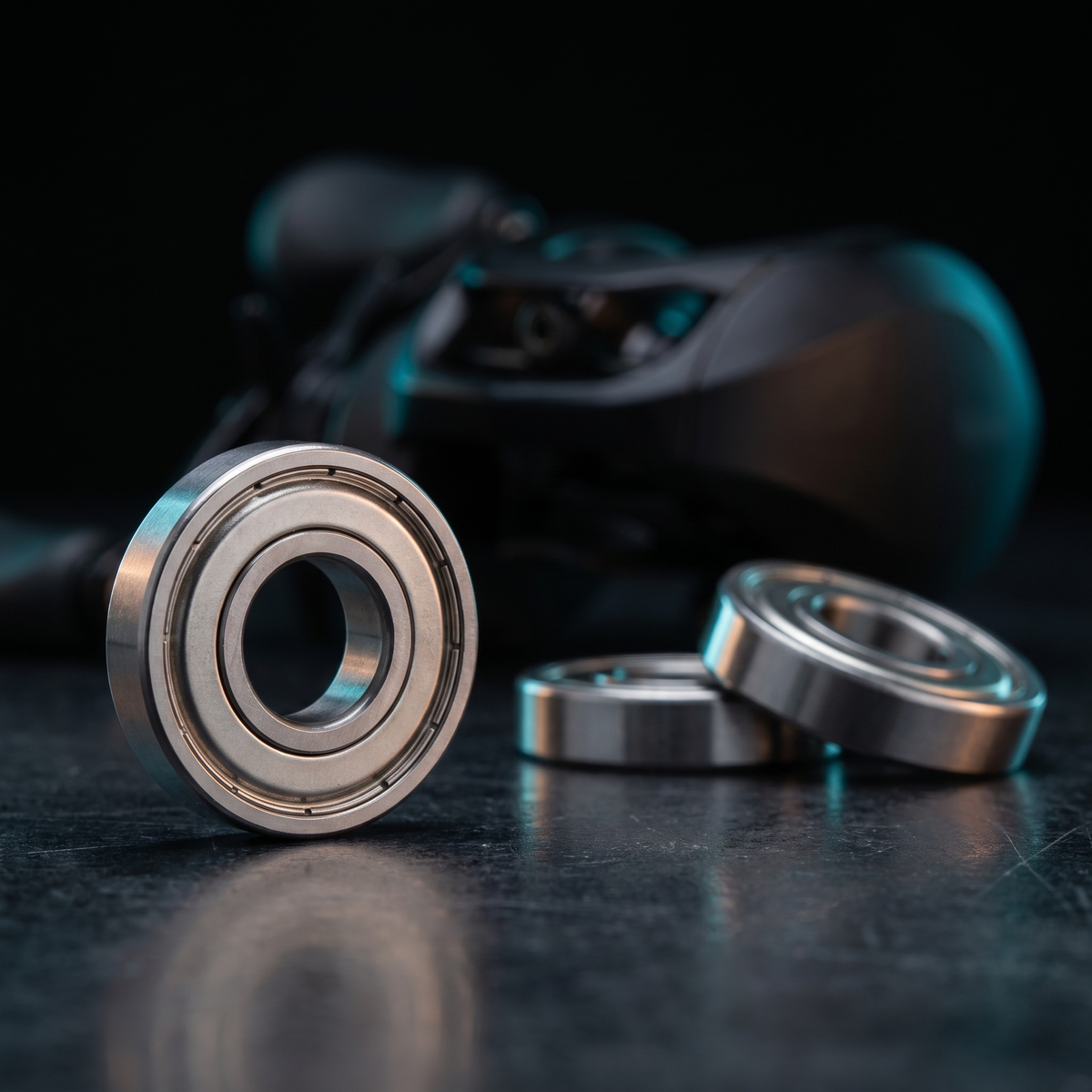 Spool bearing in front of a baitcasting reel