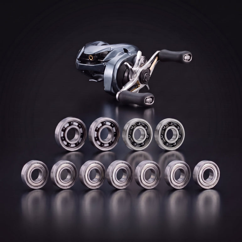 Shimano 22 Aldebaran BFS with the full bearing kit: 2 Apex, 2 Edge Open and 7 Core bearings
