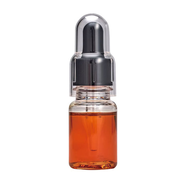 Glitch Oil EVO-500 in a clear bottle of orange oil with a black dropper cap and clear cover, on a white background
