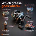Which grease goes where in a baitcasting reel